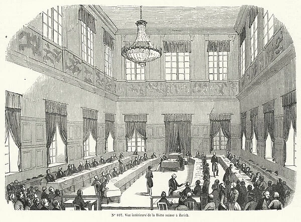Session of Tagsatzung, the Swiss Federal Diet, in Zurich (engraving)