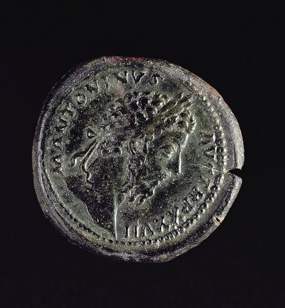 Sestertius (obverse) minted by Marcus Aurelius (AD 161-AD 180