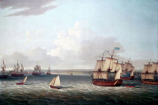 Seven Years' War (1756-1763): The British fleet entered the port of Havana (Cuba) on August 21, 1762. Oil on canvas, 1775, by Dominic Serres (1722-1793)