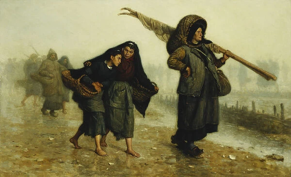 The Shell Collectors; Les Ramasseuses de Coquillages, (oil on canvas)