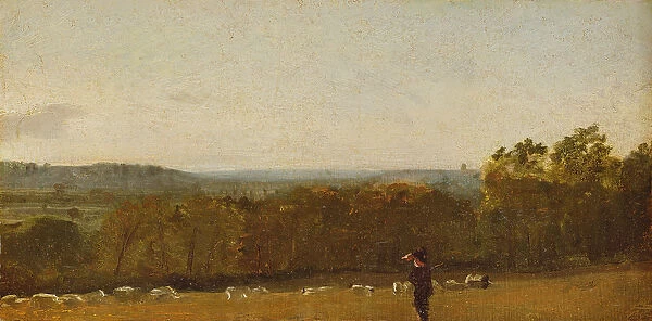 A Shepherd in a Landscape looking across Dedham Vale towards Langham, c