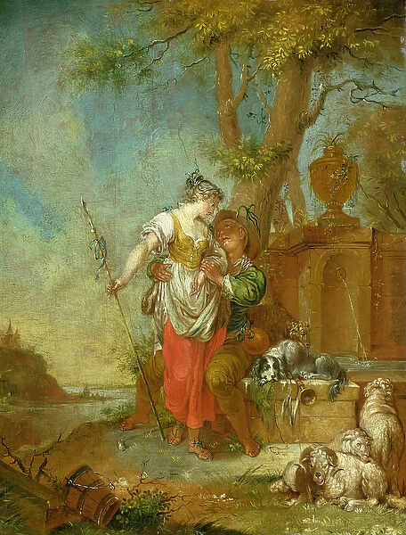Shepherd and Shepherdess (oil on panel)