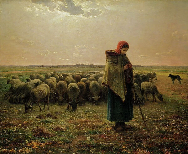 Shepherdess with her Flock, 1863 (oil on canvas)