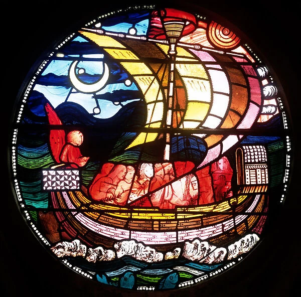 Ship of Souls, probably 1859 (stained glass) (detail of 120181)