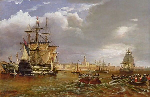 Shipping scene (oil on canvas)