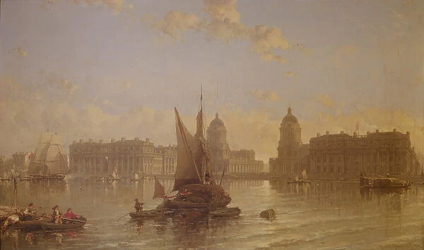 Shipping on the Thames at Greenwich (oil on canvas)