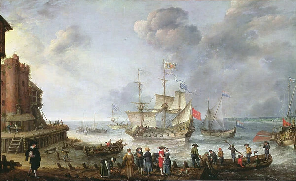 Ships Arriving in a Port (oil on canvas)