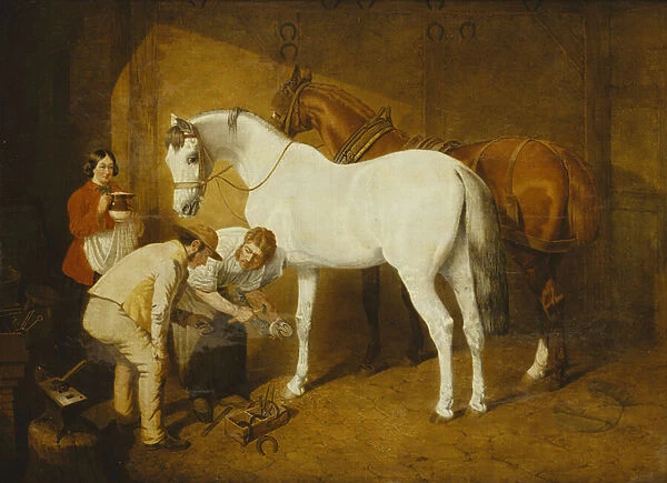 Shoeing the Favourite, 1865 (oil on canvas)