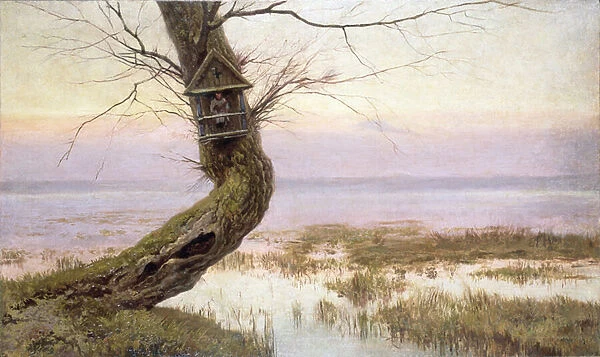 Shrine on an old willow, 1920 (oil on canvas)