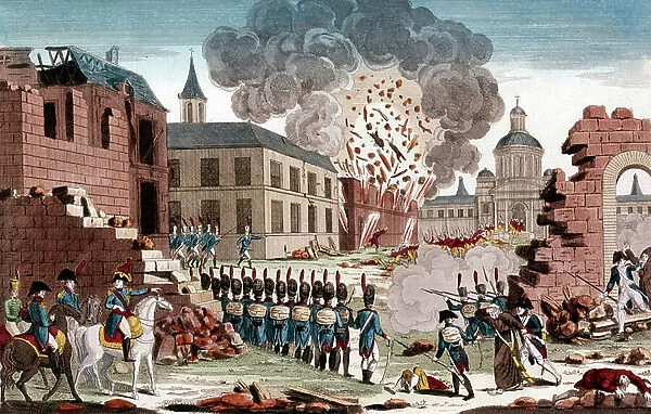 Siege and capture of Saragossa in Spain, february 20, 1809 : French victory, engraving