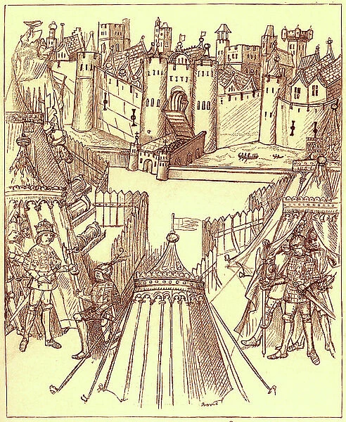 Siege of Rouen, illustration from A Short History of the English People, Vol. II by John Richard Green, 1874 (litho)