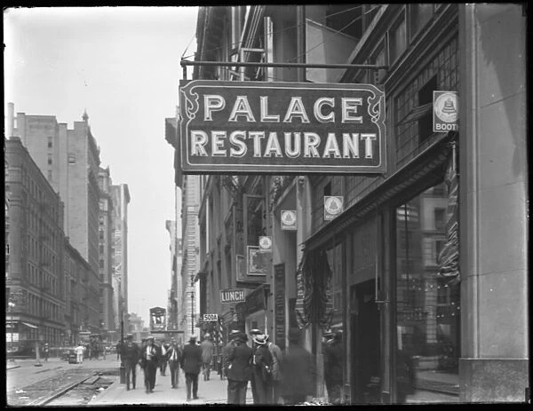 Sign for the Palace Restaurant, W. 28th Street, New York City, July 29, 1916 (b  /  w photo)