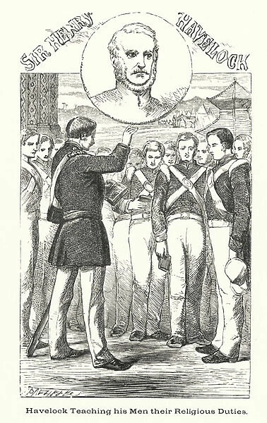 Sir Henry Havelock, teaching his men their religious duties (engraving)
