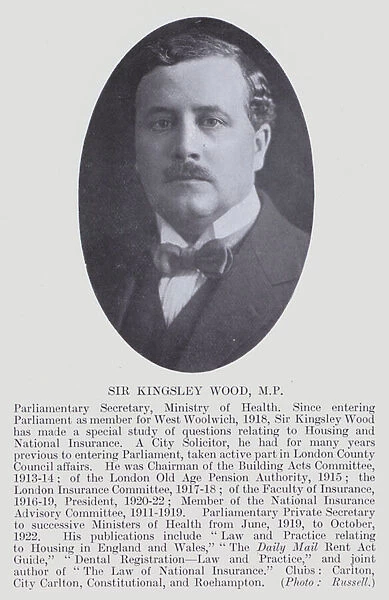 Sir Kingsley Wood, MP (b  /  w photo)