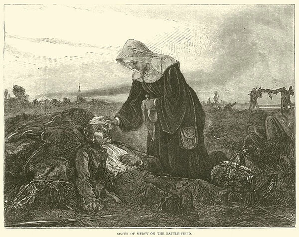 Sister of Mercy on the battle-field, September 1870 (engraving)