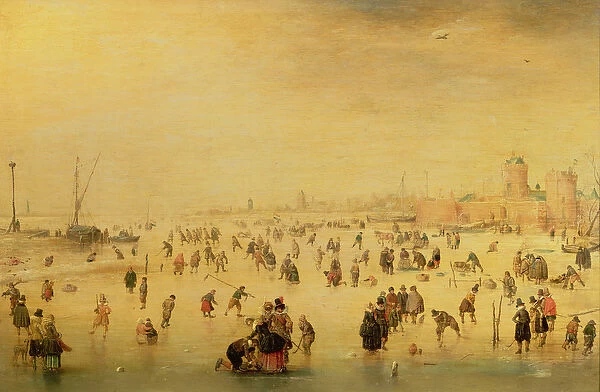 Skaters on a Frozen River, 17th century