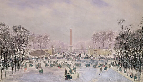 Skating in the Tuileries, c. 1865 (w  /  c on paper)