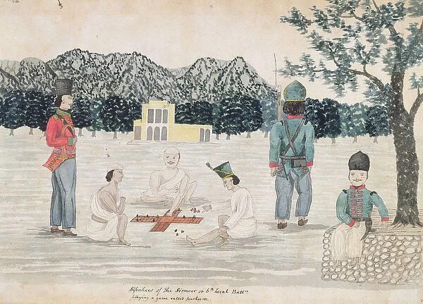 Sketch of Gurkha life at Dehra Dun, c. 1821 (w  /  c on paper)