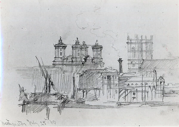 Sketch of Westminster, 1860 (pencil on paper)