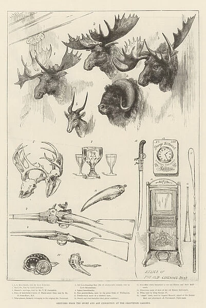Sketches from the Sport and Art Exhibition at the Grosvenor Gallery (engraving)