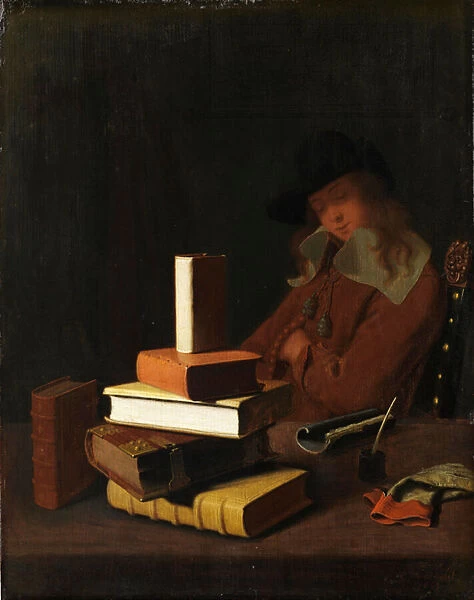 The Sleeping Student, 1663 (oil on wood)
