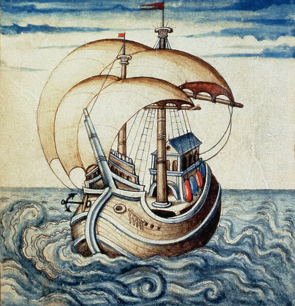 SMM2 p. 8 Sailing ship, from Theatre des Vices et Vertus, by Jan van der Noot (c