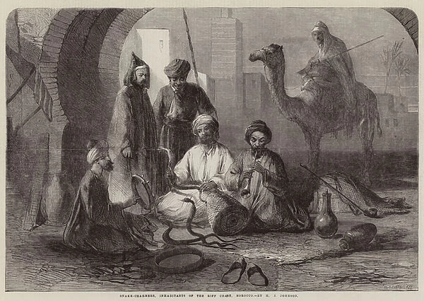 Snake-Charmers, Inhabitants of the Riff Coast, Morocco (engraving)
