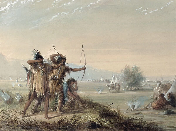 Snake Indians Testing Bows, 1837 (w  /  c on paper)