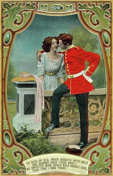 Soldier and his lover (coloured photo)