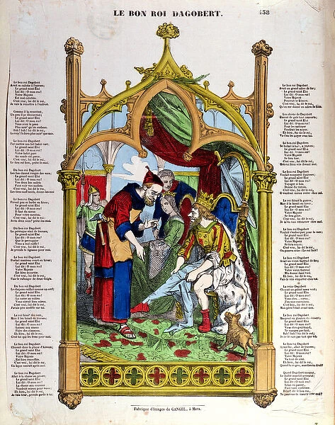Song lyrics for Le Bon Roi Dagobert, mid 19th century (coloured engraving)
