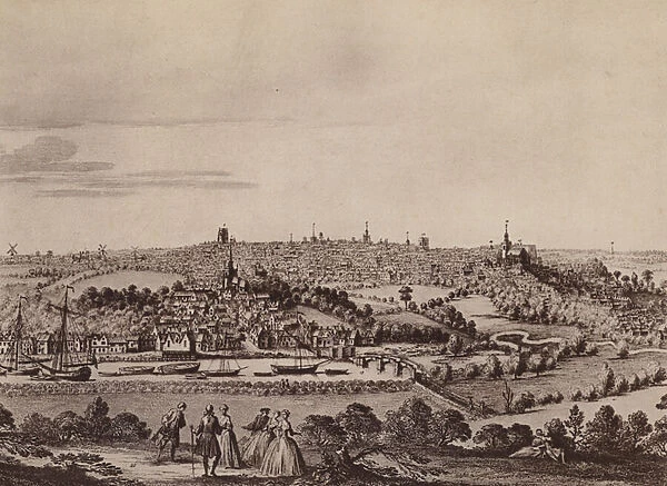 South East Prospect of Colchester taken from Clinggoe Hill 1741 (litho)