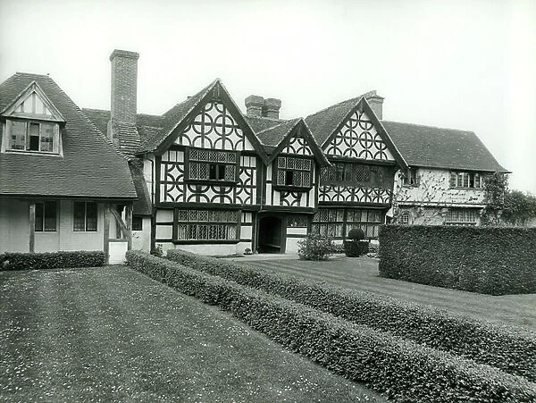 The south front, Great Tangley Manor, from The English Manor House (b / w photo)