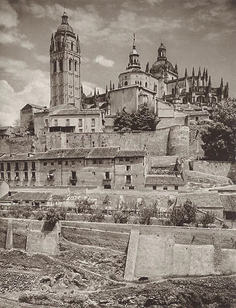 Spain: Segovia, The Cathedral (b  /  w photo)