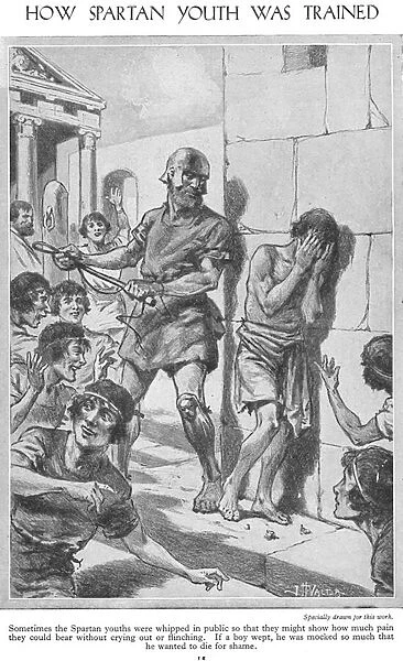 How Spartan Youth was Trained, c. 1940s (litho)