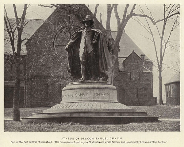 Springfield, Massachusetts: Statue of Deacon Samuel Chapin (b  /  w photo)
