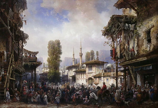 Square of the Tartars, Bahceka, 1854 (bodycolour)