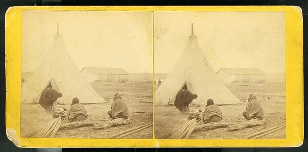 Squaws cooking in front of Spotted Tails tent, 1868 (albumen print)