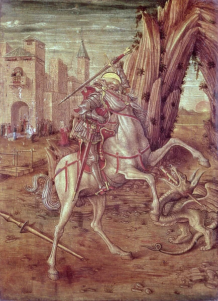 St. George and the Dragon, scene from the predella panel of the Madonna della