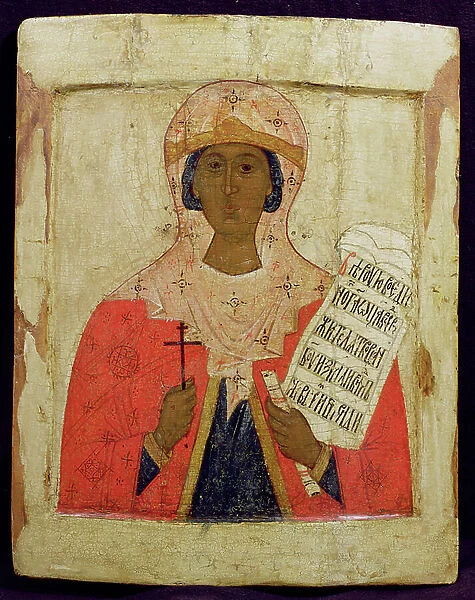 St. Paraskyeva, Russian icon from Rostov / Suzdal, 16th century (tempera on panel)