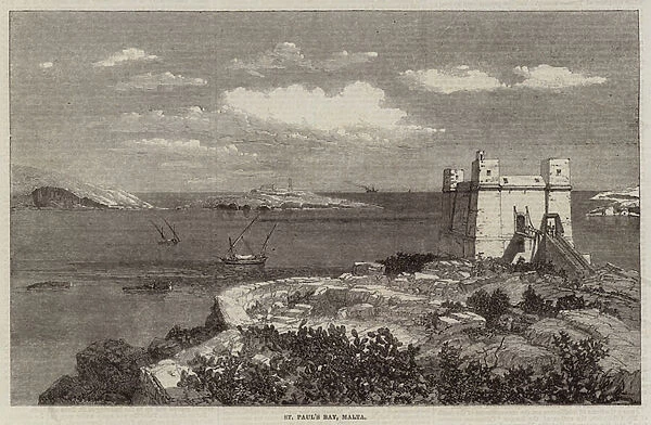 St Pauls Bay, Malta (engraving)
