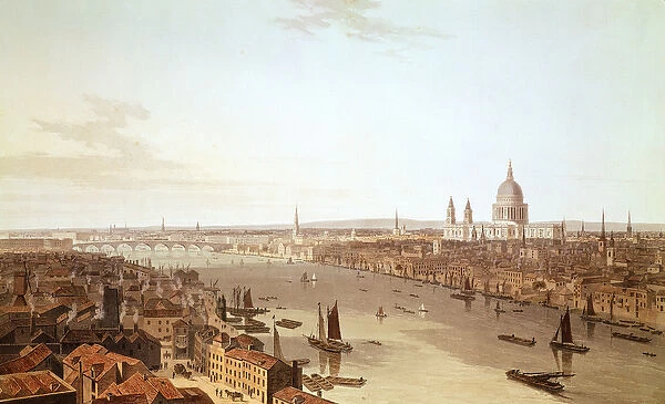 St. Pauls Cathedral and the City, early 19th century (aquatint)