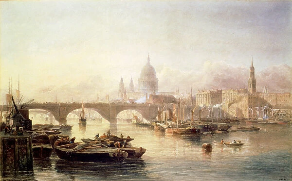 St. Pauls Cathedral and London Bridge, 19th century