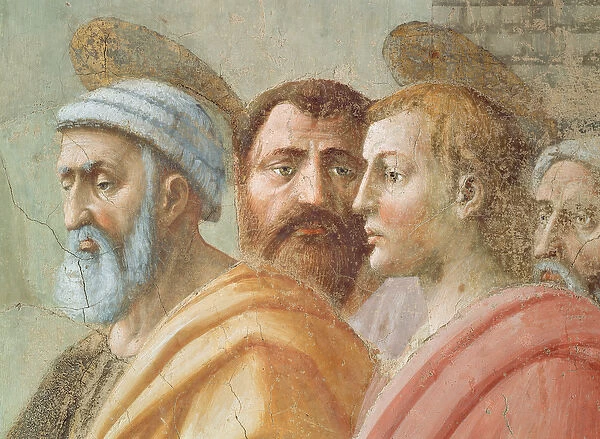 St. Peter Distributing the Common Goods of the Church, and the Death of Ananias: detail of faces