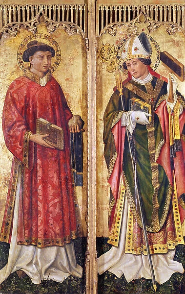 St. Stephen and St. Blaise, from the Altarpiece of Pierre Rup, c. 1450 (oil on panel)