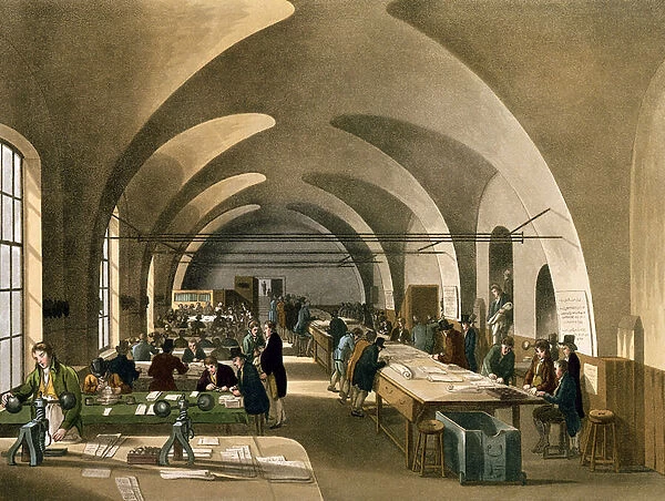 Stamp Office, Somerset House, from Ackermanns 'Microcosm of London'