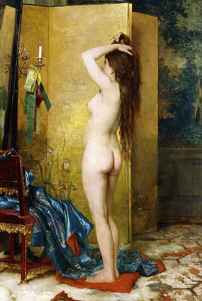 A Standing Nude, (oil on panel)