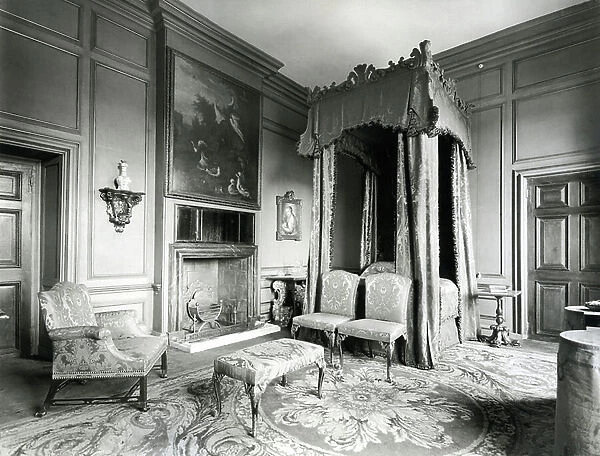 The state bedroom, Ramsbury Manor, Wiltshire, in 1920, from The English Manor House (b / w photo)