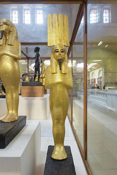 Statuette of Atum, 18th dynasty, gesso gilded wood, from the tomb of Tutankhamun, treasury, Egyptian Museum, Cairo, Egypt