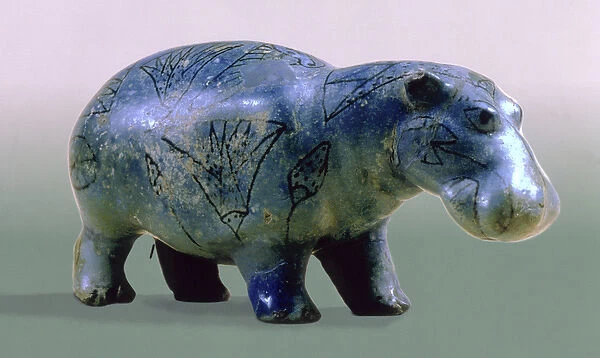 Statuette of a hippopotamus, 11th-12th Dynasty, c. 2000 BC (glass)