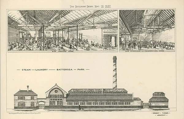 The steam laundry in Battersea Park (engraving)